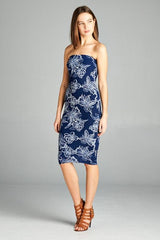 DNA Floral Reflection Strapless Bodycon Mini Tube Dress - dress