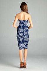 DNA Floral Reflection Strapless Bodycon Mini Tube Dress - dress