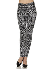 Niobe Clothing Black Tribal Brush Design Plus Size Leggings - leggings