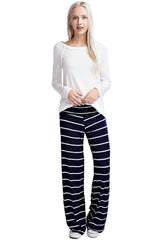 12Pm Mon Ami Striped Charcoal White Casual Lounge Pants - pants