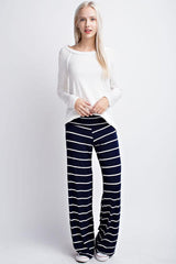 12Pm Mon Ami Striped Navy White Casual Lounge Pants - pants