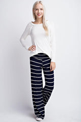 12Pm Mon Ami Striped Navy White Casual Lounge Pants - pants