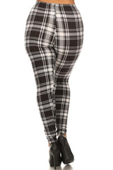 Niobe Clothing Black White Plaid Design Plus Size Leggings - leggings