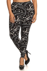 Niobe Clothing Musical Inspiration Graphic Print Lined Plus Size Leggings - leggings