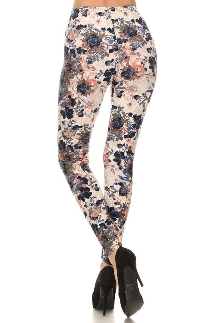 Floral Garden Graphic Print Lined Leggings leggings- Niobe Clothing