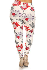 Niobe Clothing Crimson Dragonfly Design Plus Size Leggings - leggings