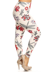 Niobe Clothing Crimson Dragonfly Design Plus Size Leggings - leggings