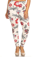 Niobe Clothing Crimson Dragonfly Design Plus Size Leggings - leggings