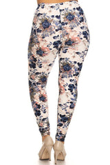 Floral Garden Design Plus Size Leggings leggings- Niobe Clothing