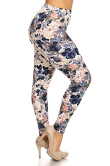 Floral Garden Design Plus Size Leggings leggings- Niobe Clothing