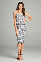 DNA Baroque Elegance Strapless Bodycon Mini Tube Dress - f_dresses