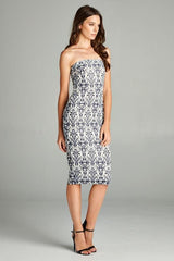 DNA Baroque Elegance Strapless Bodycon Mini Tube Dress - f_dresses