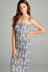 DNA Baroque Elegance Strapless Bodycon Mini Tube Dress - f_dresses