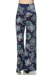 Niobe Clothing High Waist Fold Over Wide Leg Palazzo Pants (Multi Starfruit) - pants