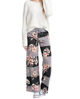 Striped Bloom Casual Lounge Pants in Charcoal pants- Niobe Clothing