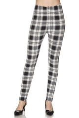 Niobe Clothing White Black Plaid Design Leggings - leggings