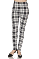 Niobe Clothing White Black Plaid Design Leggings - leggings