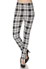 Niobe Clothing White Black Plaid Design Leggings - leggings