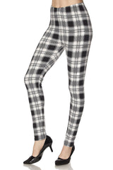 Niobe Clothing White Black Plaid Design Leggings - leggings