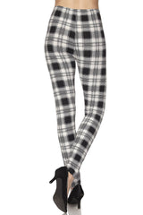 Niobe Clothing White Black Plaid Design Leggings - leggings