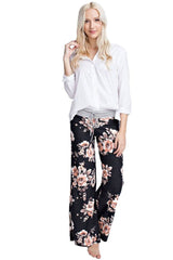 12Pm Mon Ami Black Bouquet Casual Lounge Pants - pants