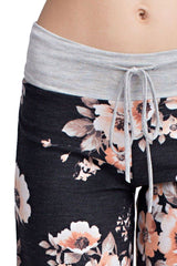 12Pm Mon Ami Black Bouquet Casual Lounge Pants - pants