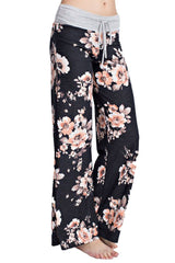 12Pm Mon Ami Black Bouquet Casual Lounge Pants - pants