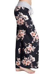 12Pm Mon Ami Black Bouquet Casual Lounge Pants - pants