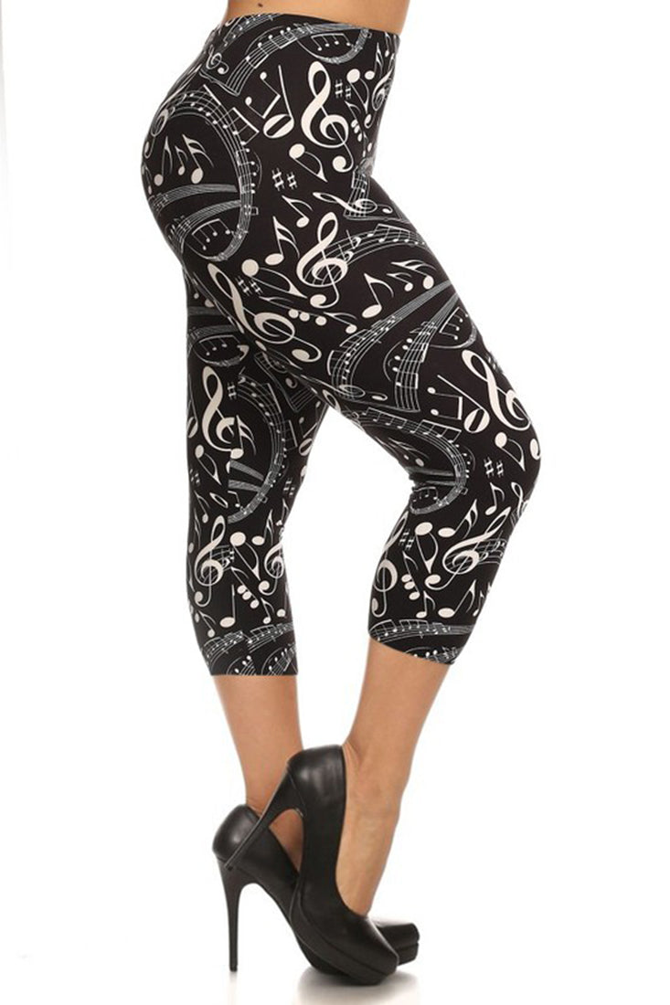 Niobe Clothing Musical Notes Plus Size Capri Leggings - ps_printcaprileggings