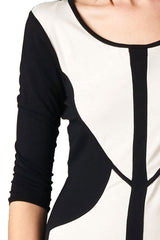 Niobe Clothing Women's Black and White Bodycon Color Block Short Mini Dress - dress