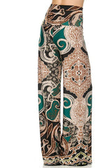 Niobe Clothing High Waist Fold Over Wide Leg Palazzo Pants (Exquisite Jade) - pants