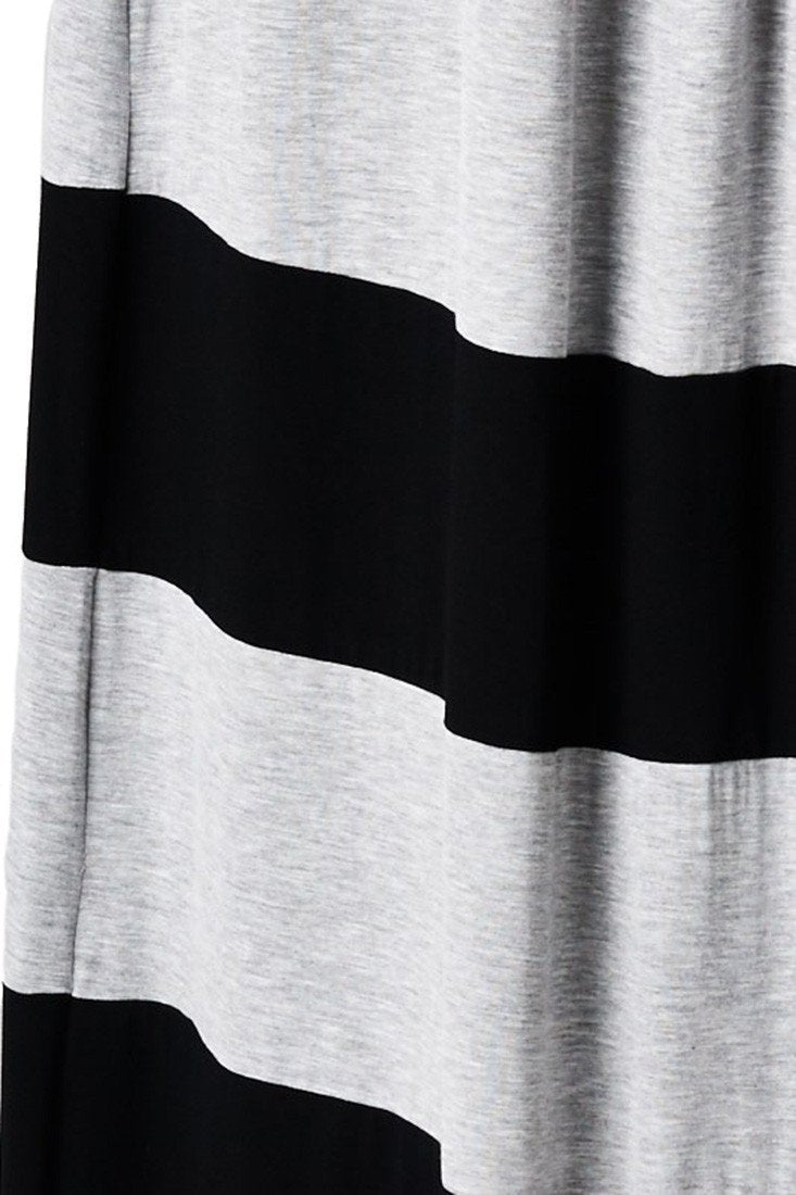 Niobe Clothing Strapless Colorblock Black Grey Tube Top Maxi Dress - f_dresses