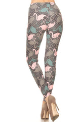 Flamingos Design Leggings leggings- Niobe Clothing