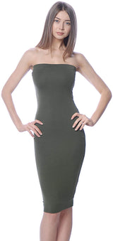 Solid Color Strapless Bodycon Mini Tube Dress dress- Niobe Clothing