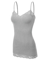 Niobe Clothing Basic Solid Lace Trim Cami Tank Slip - Tops