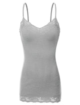 Niobe Clothing Basic Solid Lace Trim Cami Tank Slip - Tops