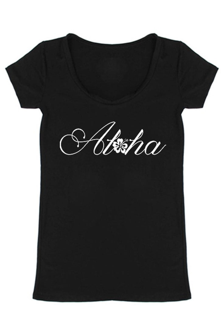 Niobe Clothing Aloha Scoop Neck Shirt in Black - T-Shirts g_shirts