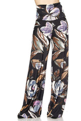 Niobe Clothing High Waist Fold Over Wide Leg Palazzo Pants (Autumn Evening) - pants
