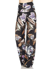 Niobe Clothing High Waist Fold Over Wide Leg Palazzo Pants (Autumn Evening) - pants