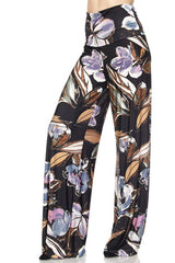 Niobe Clothing High Waist Fold Over Wide Leg Palazzo Pants (Autumn Evening) - pants