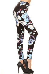 Niobe Clothing Glowing Plumeria Design Plus Size Leggings - leggings