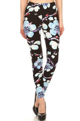 Niobe Clothing Glowing Plumeria Design Plus Size Leggings - leggings