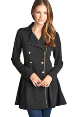 Active Basic Asymmetric Zipper Peacoat - Jackets
