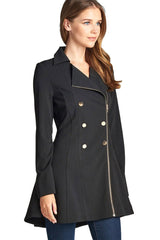 Active Basic Asymmetric Zipper Peacoat - Jackets