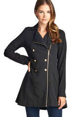 Active Basic Asymmetric Zipper Peacoat - Jackets