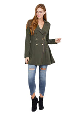 Active Basic Asymmetric Zipper Peacoat - Jackets