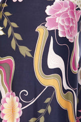 Niobe Clothing High Waist Fold Over Wide Leg Palazzo Pants (Pink Navy Carnation) - pants