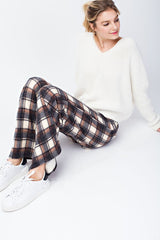 12Pm Mon Ami Black Red Checkered Plaid Casual Lounge Pants - f_bottoms