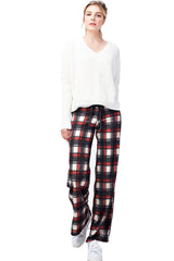 12Pm Mon Ami Black Red Checkered Plaid Casual Lounge Pants - f_bottoms