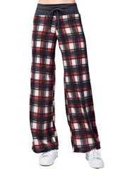 12Pm Mon Ami Black Red Checkered Plaid Casual Lounge Pants - f_bottoms